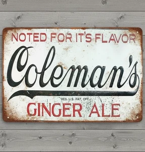 Coleman's Ginger Ale 8 x 12 Vintage Novelty Metal Sign Made In USA - Picture 1 of 3
