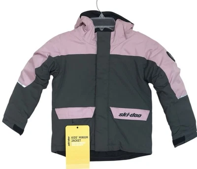 Ski-Doo Kids Jacket Girls Size 6 Pink Gray Hooded Pockets Coat 4409532236 - Image 1 of 4