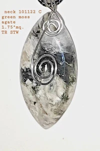 Nuovi Ciondoli Pietra Preziosa Muschio Verde Agata Tono Argento Antiappannamento Mq Gioielli - Foto 1 di 12