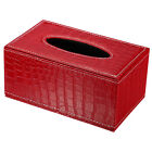 7.9x4.7x3.7" Tissue Box Cover, PVC Leather Textured Napkin Dispenser, Red