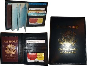Menge 3 Neu 4 Kreditkarten + Ausweis Lammfell USA Leder Reisepass Etui Geldbörse Brandneu - Bild 1 von 12