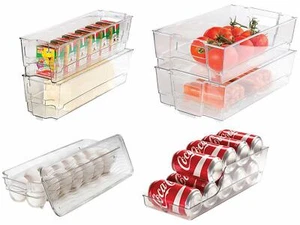 Fridge Food Storage Container Set 7 Pack Eggs Soda Beer Fruits Vegetables Bins - Picture 1 of 1