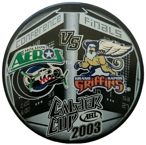 2003 CALDER CUP AEROS VS GRIFFINS AHL MADE IN SLOVAKIA OFFICIAL  HOCKEY PUCK Cover