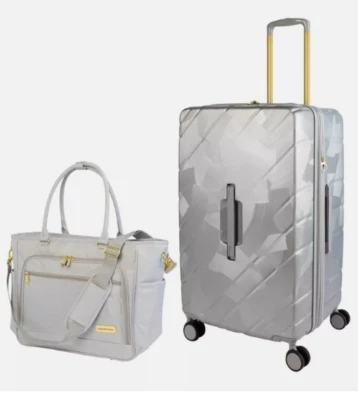 *Samantha Brown 30" Trunk Style Case Spinner Luggage w/Tote-Silver-NWT - Image 1 of 4