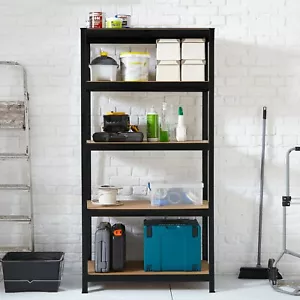 Neo Shelving Garage Racking 5 Tier Large Steel Unit Storage Rack 180x90x40 Black - Picture 1 of 12