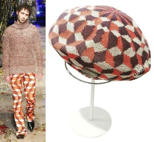 Vivienne Westwood Japan Beret Hat Geometric Pattern Deboss Orb Leather Patch NWT - Picture 1 of 11