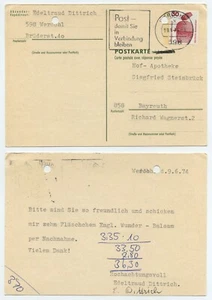 69473 - Postkarte - Werdohl 10.6.1974 nach Bayreuth - Hof-Apotheke - Picture 1 of 1