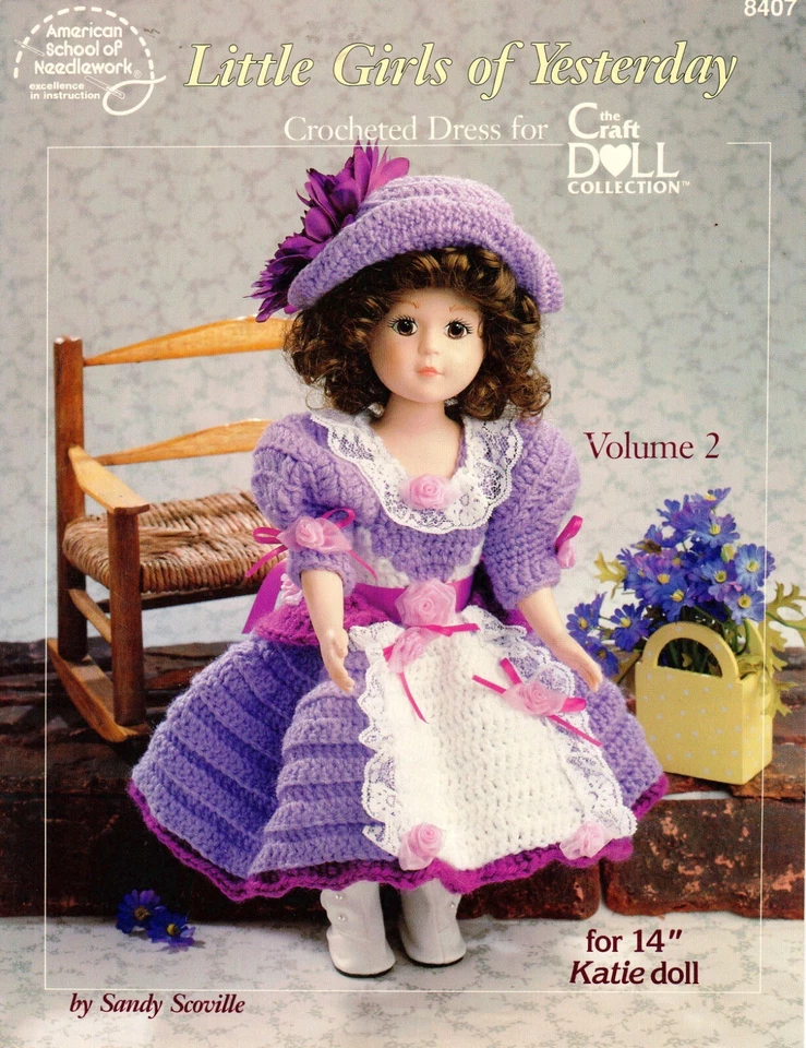 Little Girl of Yesterday Crocheted Dresses for 14" Katie Doll by Vol 2 8407 - Изображение 1 из 1