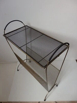 MATEGOT GUARICHE ? TABLE PORTE-REVUE DESIGN VINTAGE METAL AJOURE NOIR ET DORE - Photo 1/4