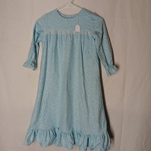 Girl's Nightgown, size 4, Handmade by Grandma Jan-blue, gray & white dots - Picture 1 of 5