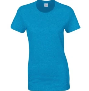 Frauen T-Shirt Gildan, Rundhals, 100% Baumwolle, Heather Sapphire, Größe M - Picture 1 of 1
