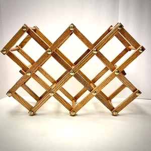  Acordeón de madera plegable vintage con capacidad para 8 botellas hecho en Taiwán - Imagen 1 de 7