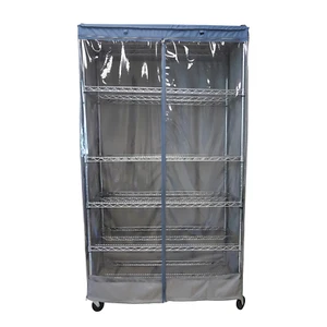 COVER for Wire Shelving Storage Rack | 48"Wx24"Dx72"H (Clear/Grey & Blue Trim) - Picture 1 of 4