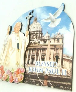 Papst Johannes Paul II. Vatikan Andenken Gedenk Holz Wandrelief Made in Italy - Bild 1 von 4
