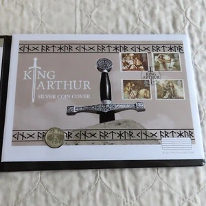 UK 2018 ALPHABET LETTER K KING ARTHUR 10 PENCE SILVER PROOF - coin cover - Picture 1 of 5