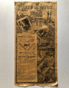 Affiche en soie — Plaza de Toros - Valencia — corrida Fabrilo, Guerrita… — 1892. - Foto 1 di 5