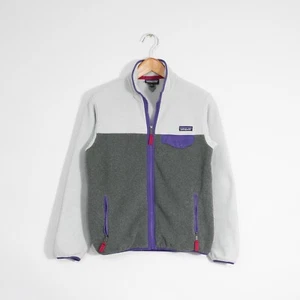 Patagonia Synchilla Full Zip Fleece Jacket Womens Small - Beige Gray Colorblock - Picture 1 of 8
