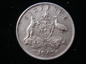 Australian 1942D Sixpence Sterling Silver Coin KGVI Birthday Gift Antique - Picture 1 of 2