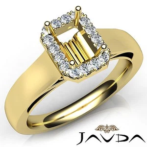 Anillo de compromiso con halo de diamantes talla esmeralda semi montaje oro amarillo de 14 k 0,2 quilates - Imagen 1 de 7