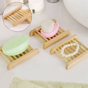 Tray Box Dish Natural Storage Holder Rack Plate Soap Soap Bamboo Wooden - Picture 1 of 6