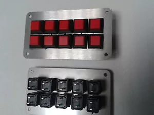 Schalterpanel 10x Ein-Aus Druck-Schalter Edelstahlblende matt NEU sehr klein - Picture 1 of 1