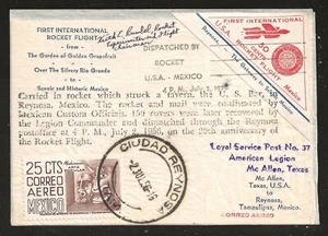 1936 US-MEXICO rocket cover - crashed; confiscated; signed RUMBEL - EZ 11C2 - Picture 1 of 2