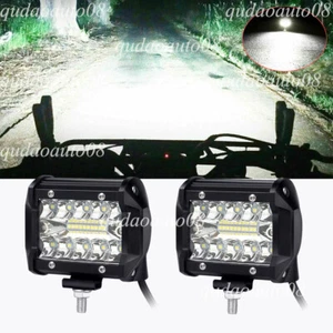 2x 4Inch 20000ML LED Work Light Bar Flood Spot Pod Offroad Fog Driving ATV Truck - Picture 1 of 12