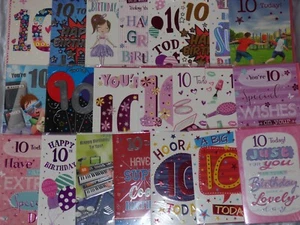 10th BIRTHDAY CARD BOY GIRL TENTH TEN YEAR OLD CUTE AGE CARD 10TH BIRTHDAY QUALI - Picture 1 of 45