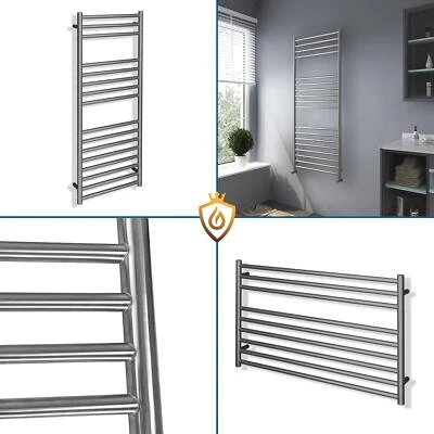 VALVE KINGS Stainless Steel Towel Rail Radiator Brushed Bathroom Heater Lifetime Guarantee