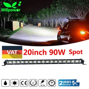 20inch 90W Spot Slim Single Row LED Light Bar for Car SUV Off road Jeep 6000K - Foto 1 di 10