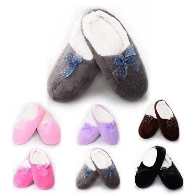 Женские нечеткие зимние тапочки без шнуровки в горошек бант теплый флис для помещений - Изображение 1 из 4