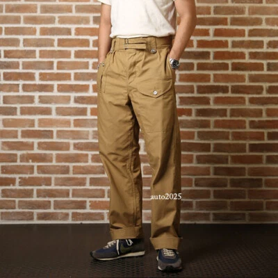 Men Retro Gurkha High Waist Deck Pants British Military Loose Cargo Pant Trouser - Photo 1/4