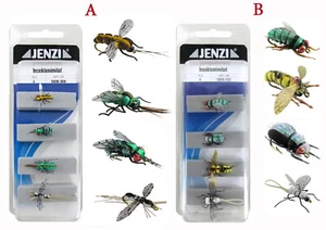JENZI Insekten Imitat 4 Stk. Köder Set Wobbler Forellen Barsch Fliegenfischen - Bild 1 von 3
