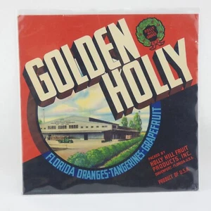 Original Golden Holly Vintage Florida Citrus Davenport, Fl. Crate Label 9" - Picture 1 of 3
