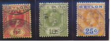 Ceylon Stamps Scott #225//238, Used, Short Set, 10 Different