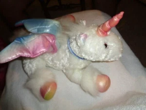 Unicorn Pegasus Wings White Plush Rainbow Stuffed Animated Sound Light Dan Dee - Picture 1 of 7