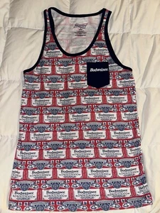 Camiseta sin mangas Budweiser para hombre con bolsillo talla mediana estampado por todas partes talla S única - Imagen 1 de 3