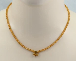 Mandarin-Granat Kette - oranger Spessartin facettiert mit Citrin Blüte 45 cm - Bild 1 von 2
