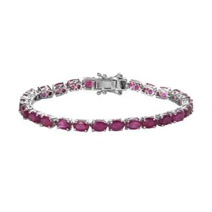 STUNNING!! 21.25ctw Ruby (FF) Tennis Bracelet Platinum Plated 6.50" - Picture 1 of 6