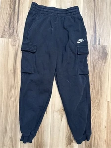 Nike Sportswear Black Youth Large Cargo Joggers Fleece Athletic Sweatpants - Picture 1 of 8