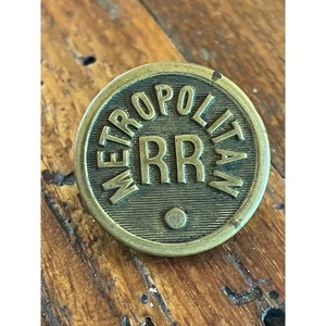 Vintage Brass Metropolitan RR button. Waterbury button co - Picture 1 of 3