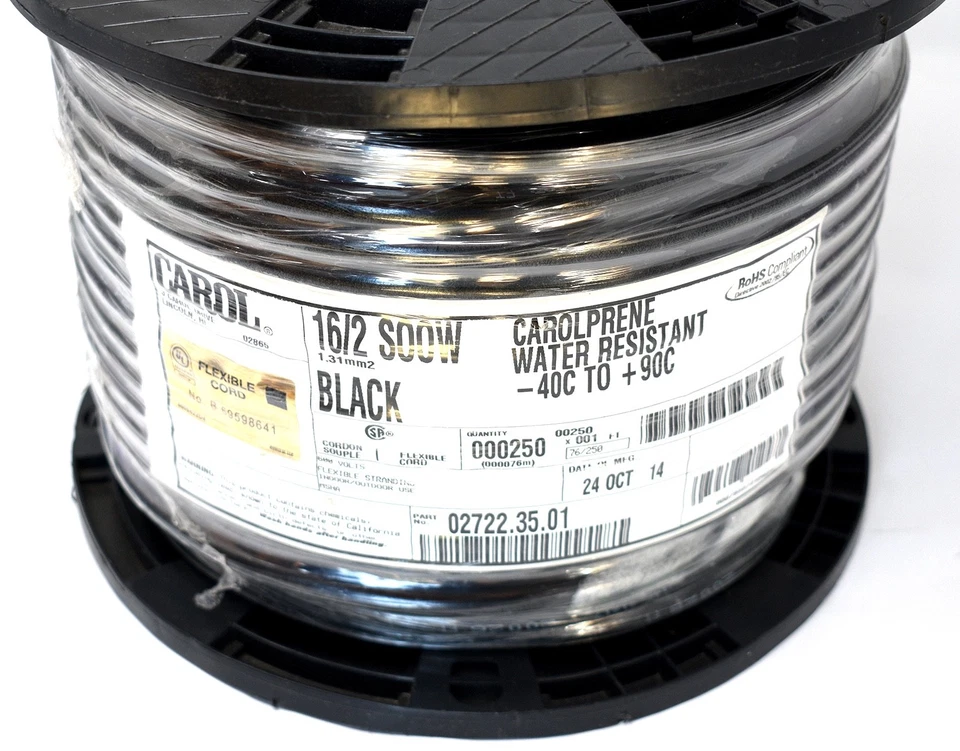 Carol 02722.35.01 16 AWG Cable Prene Resistente al Agua 000250 Nuevo Foto 1 de 4