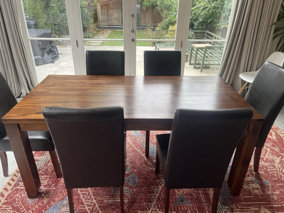 Dining Table and Six (6) Chair Set Dining Room Furniture - Image 1 of 4