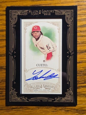 2012 Allen & Ginter Johnny Cueto On Card Auto Mini Black Frame AGA-JC - Image 1 of 2