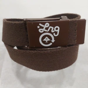 Fibbia cintura tela marrone vintage LRG gruppo di ricerca sollevata logo taglia media - Foto 1 di 7