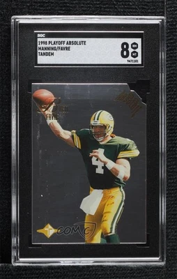 1998 Playoff Absolute Retail Tandems Peyton Manning Brett Favre SGC 8 Rookie RC - Image 1 of 2