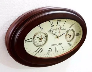 Antique Style Brass Wooden Wall Clock World Time Clock Wall Decor Nautical Gift - Picture 1 of 3