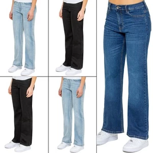 Enzo Gamba Larga Jeans da Donna Casual Regular Elasticizzato Jeans Pantaloni - Picture 1 of 26