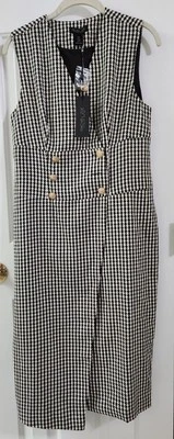 NEW Rachel Zoe Sz 8 Black White Houndstooth Double-Breasted Midi Sheath Dress - Image 1 of 4