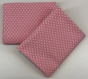 Vtg Opened Feed Sack Polka Dot Pink & White Lot of 2 36" x 33" & 37" x 34" - Picture 1 of 12